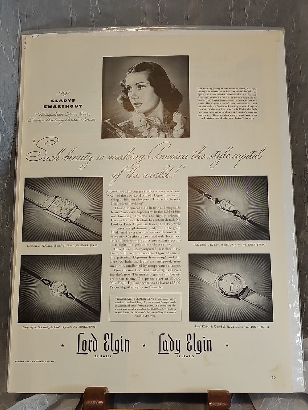 Vintage Watch Lord Elgin Advertisement - 1941